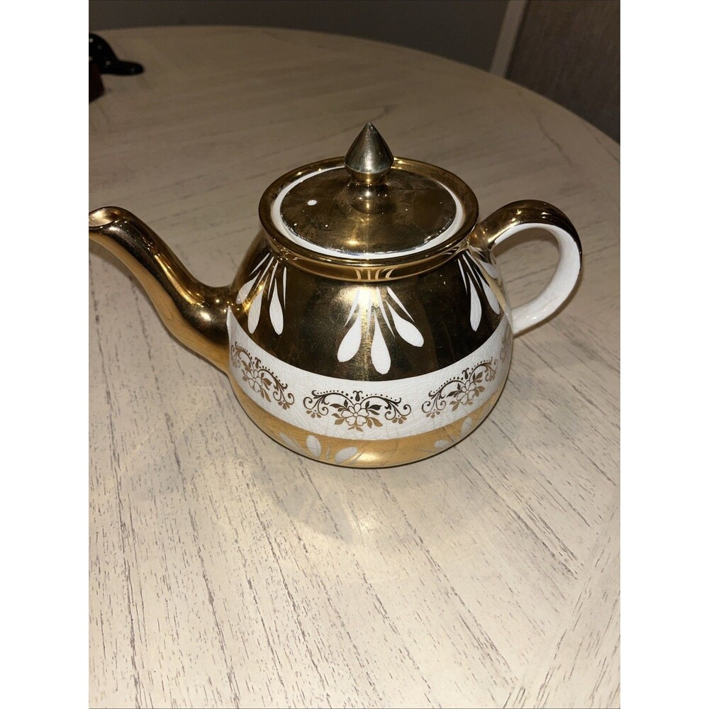 Vintage Gibson  Teapot Gold w/ Floral Pattern Staffordshire England